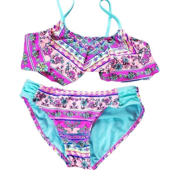 Breaking Waves Pink & Green Bikini - Picture 1 of 5